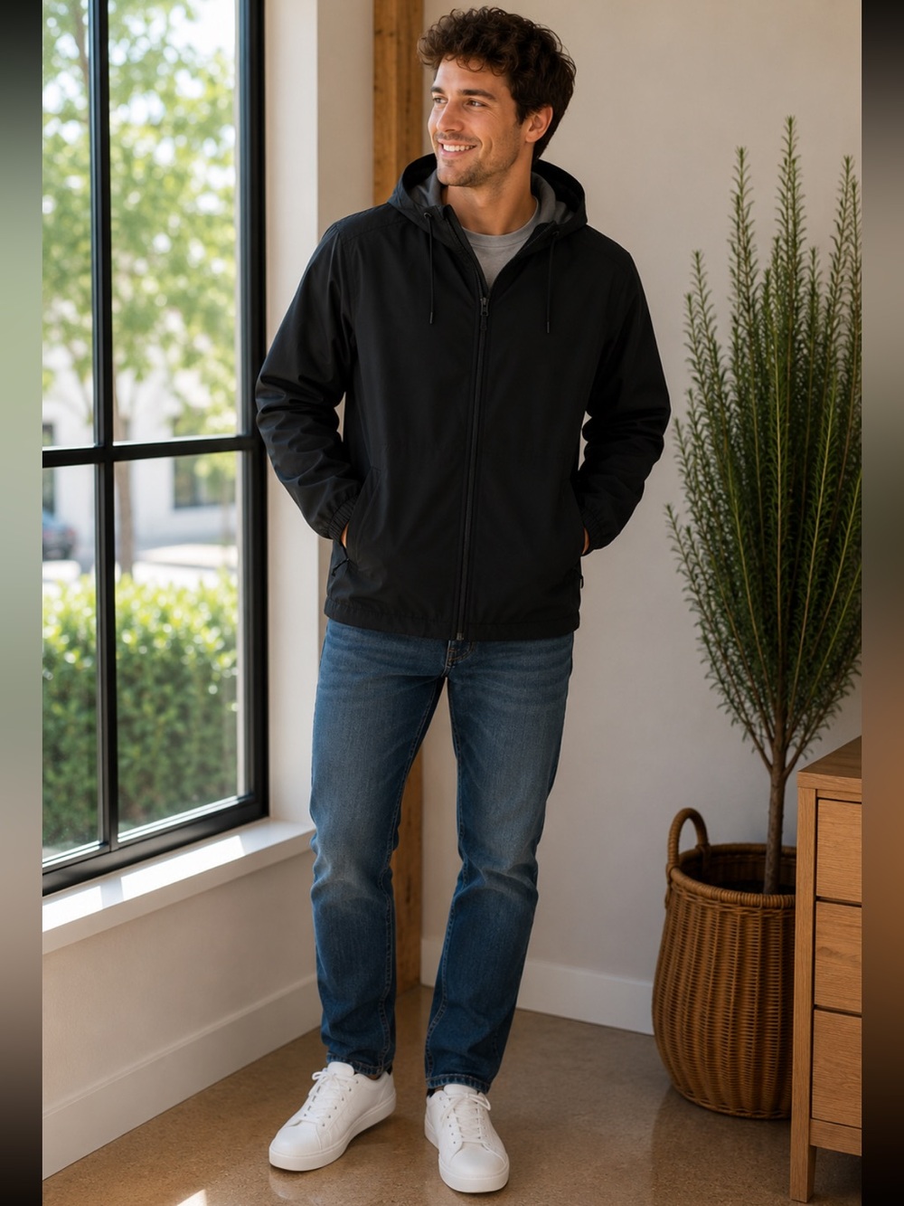 Voyager Black Hooded Raincoat
